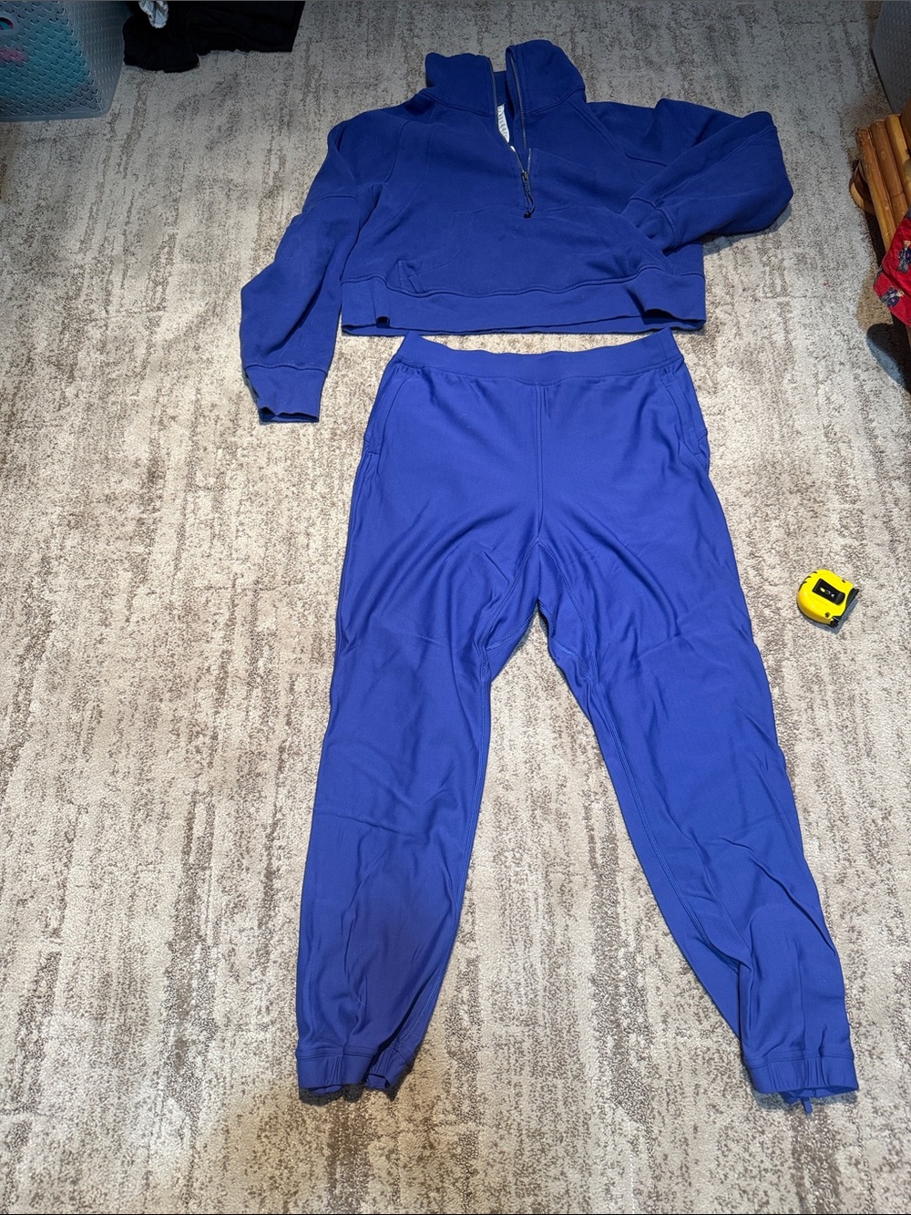lululemon athletica Cobalt Blue Track Joggers and Scuba top with half zip. Set